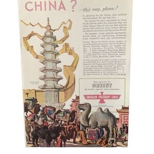 Vintage 1947 American President Line China This Way Ad Advertisement